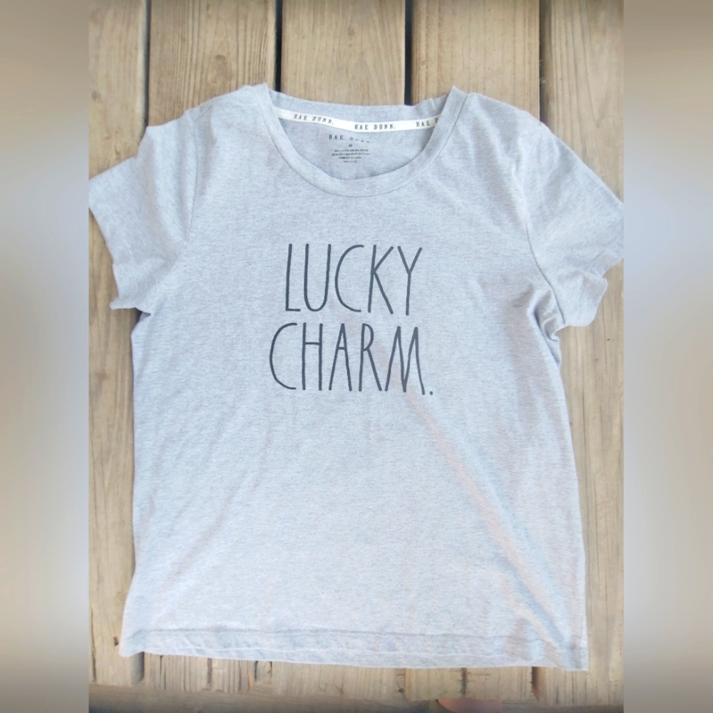 Rae Dunn Lucky Charm St. Patrick's Day Jersey Knit Short Sleeve T Shirt Medium